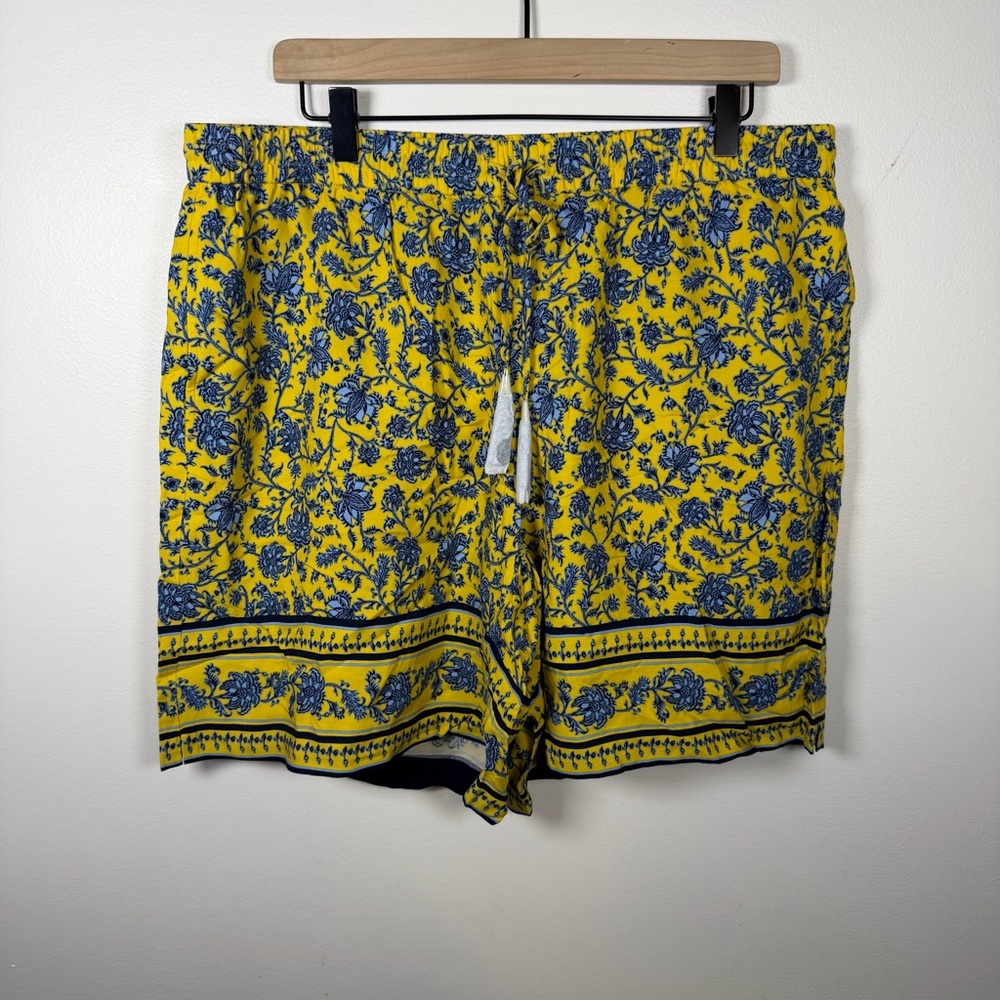 SOLD — NWT J.Jill Floral Rayon Pull On Shorts Women XL Yellow Blue Boho Flowy - Picture 2 of 9